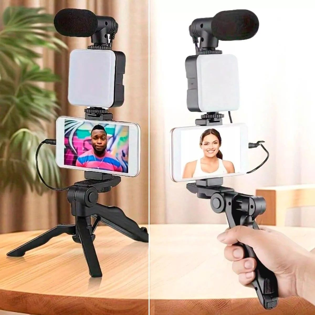 KUANGYE - Kit De Grabación Video Con Micrófono Luz Led Trípode Y Control Remoto