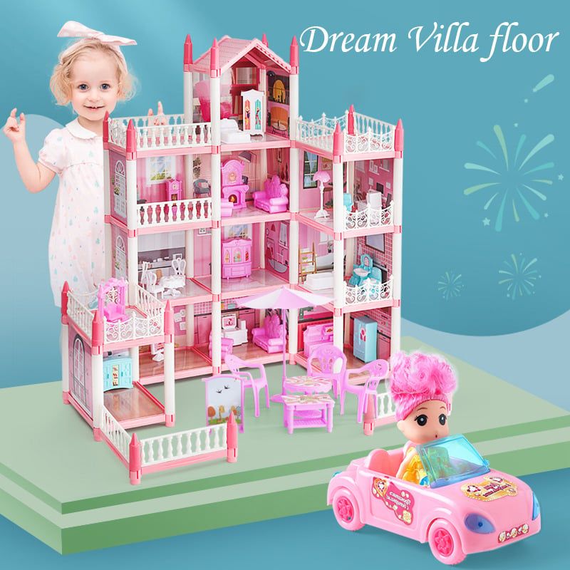 BITART - Casita Casa De Muñecas Con Muebles Castillo Diy Juguete