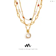 TIOZONEY - Colgante Piedra Natural Collar Titanio