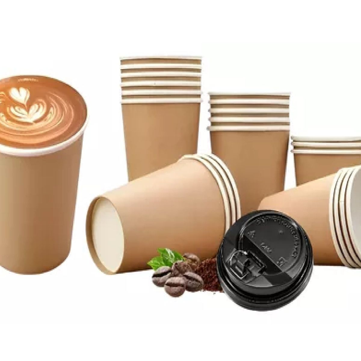 PASTELERIUSCL - 200 Vasos Para Cafe Vaso Polipapel C/tapa Vaso Kraft 12oz