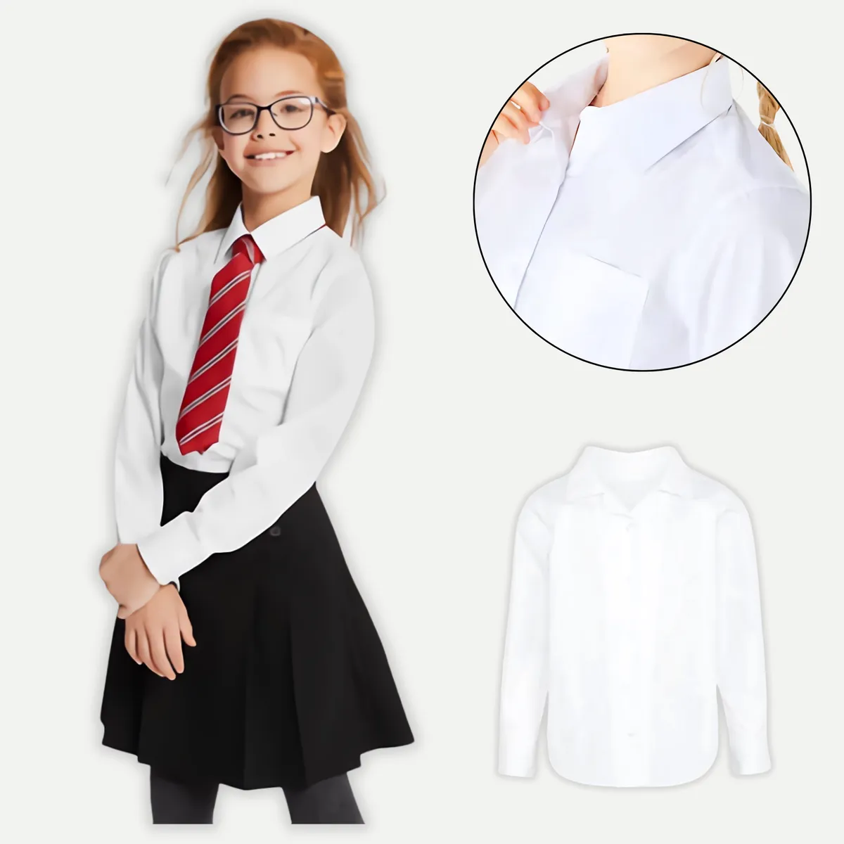 UTILISIMO - Camisa Escolar Blanco Niña 10a16 años Manga Larga
