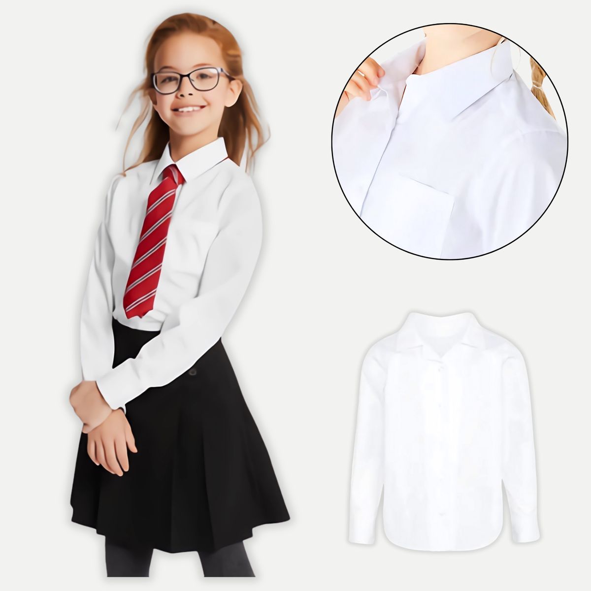 UTILISIMO - Camisa Escolar Blanco Niña 10a16 años Manga Larga