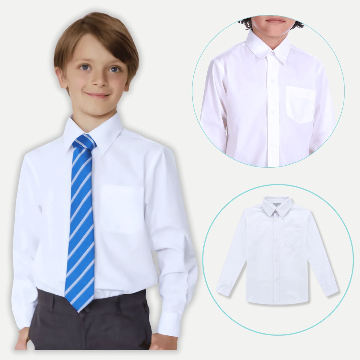 UTILISIMO - Camisa Escolar Blanco Niño 10a16 años Manga Larga