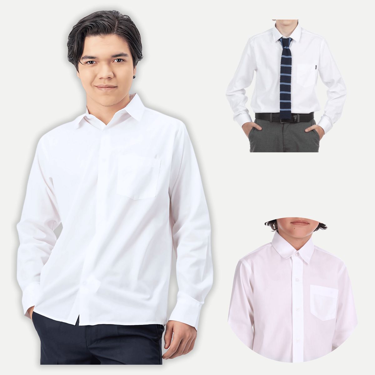 UTILISIMO - Camisa Escolar Blanco Adolescente 10a16 años Manga Larga