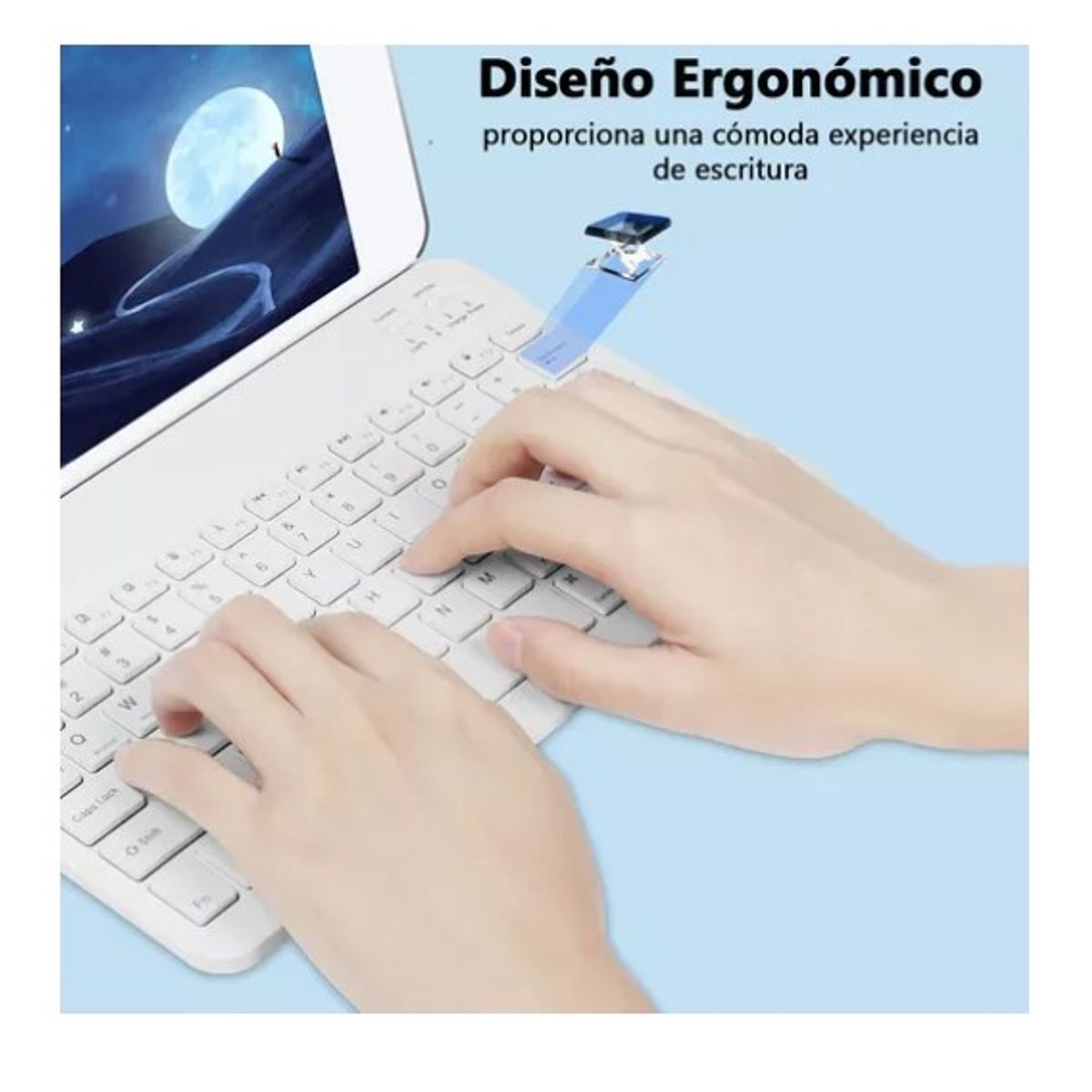 ESHOPANGIE - Kit Teclado +mouse Inalambrico Bluetooth Para Pc Android Blanco