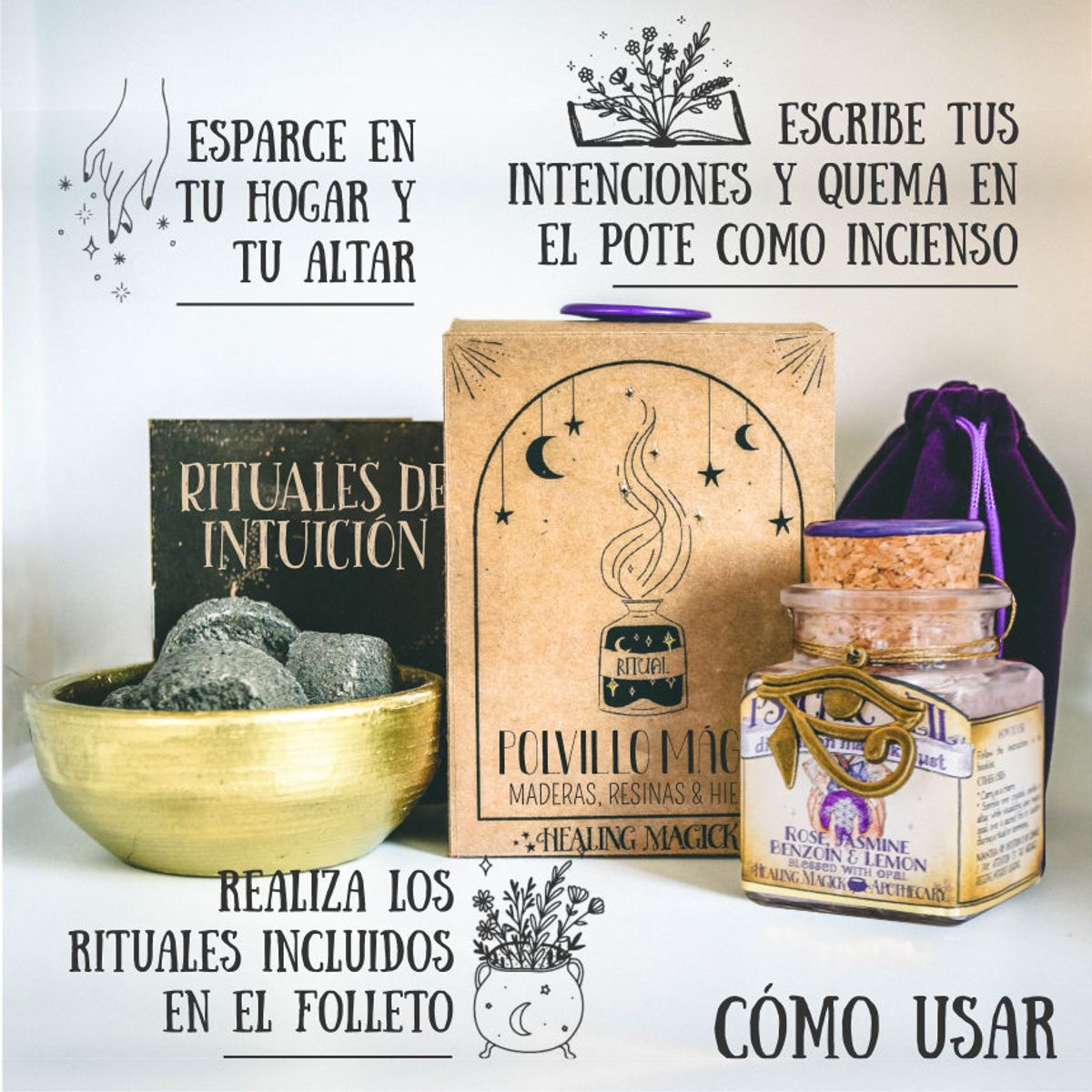 HEALING MAGICK - Velo Psíquico Incienso Ceremonial Intuición y Lecturas Tarot