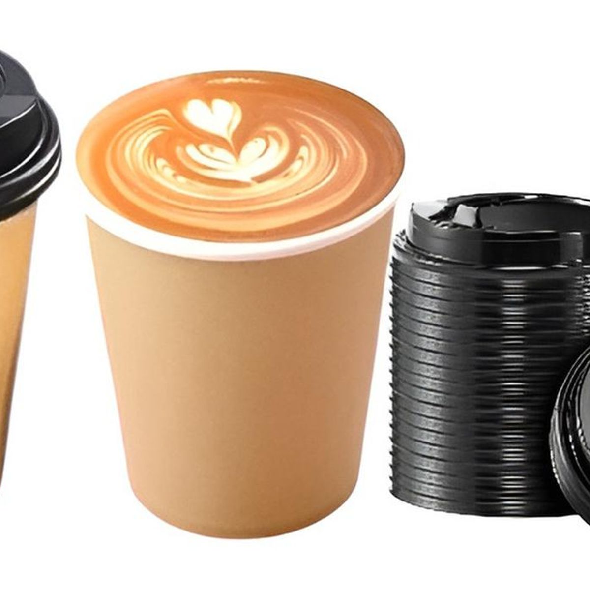 PASTELERIUSCL - 50 Vasos Para Cafe Vaso Kraft Vaso Polipapel Liso C/tapa 8oz