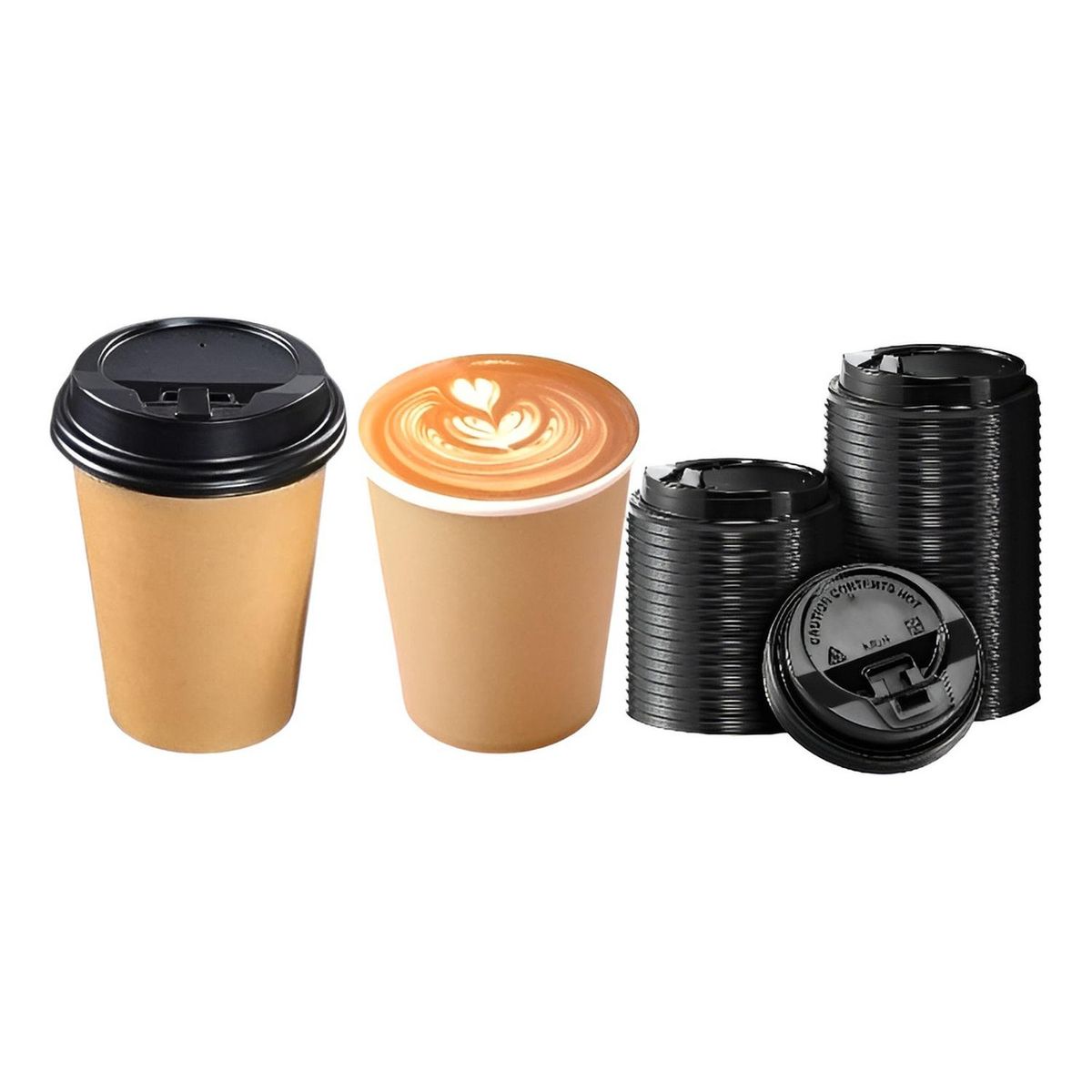 PASTELERIUSCL - 50 Vasos Para Cafe Vaso Kraft Vaso Polipapel Liso C/tapa 8oz