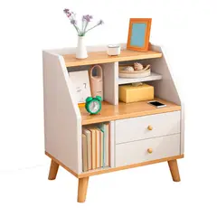 DETODOYMAS - Velador 2 niveles 2 cajones 40x30x53cm Chic Home - Blanco