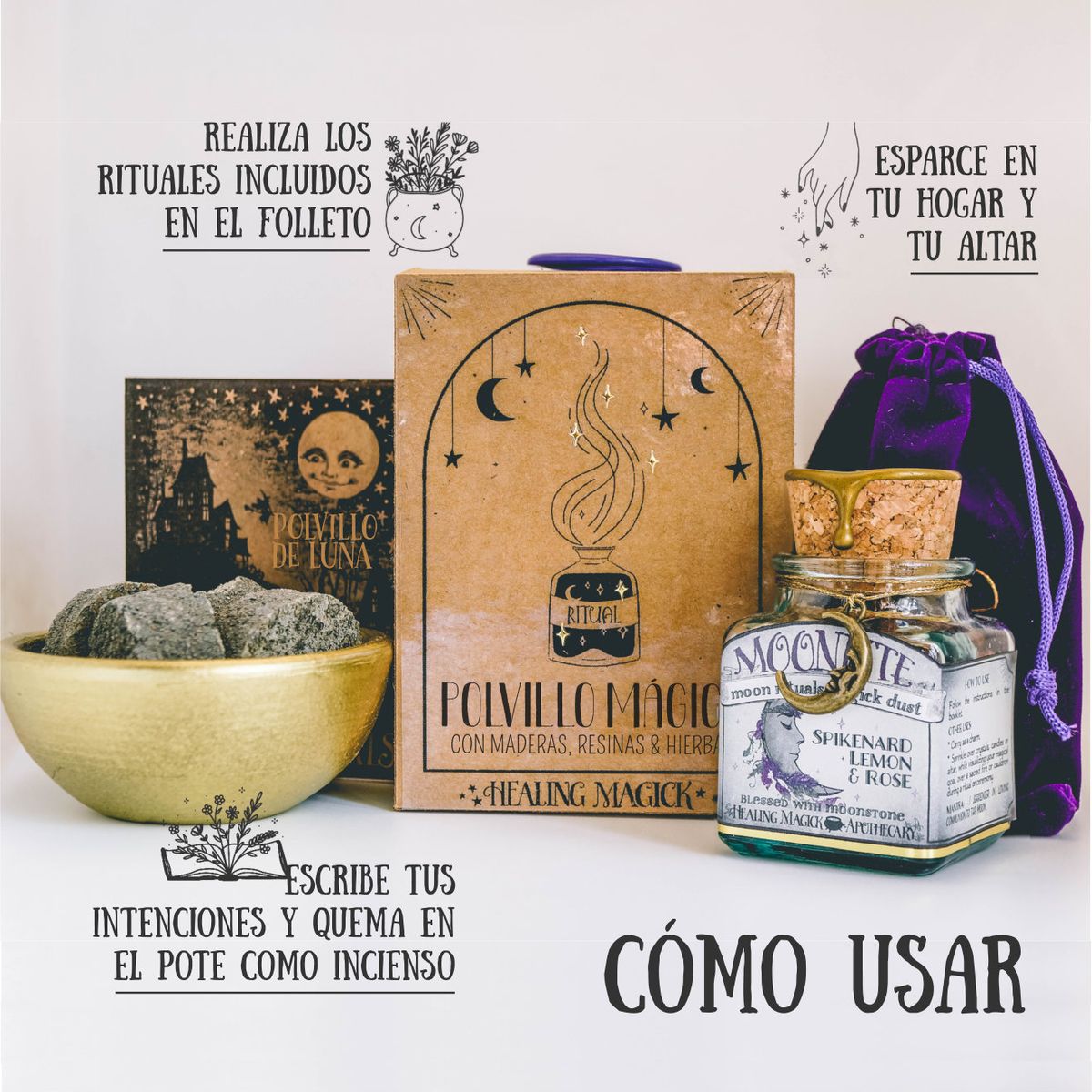 HEALING MAGICK - Moonlite Incienso Ceremonial Rituales Luna Llena