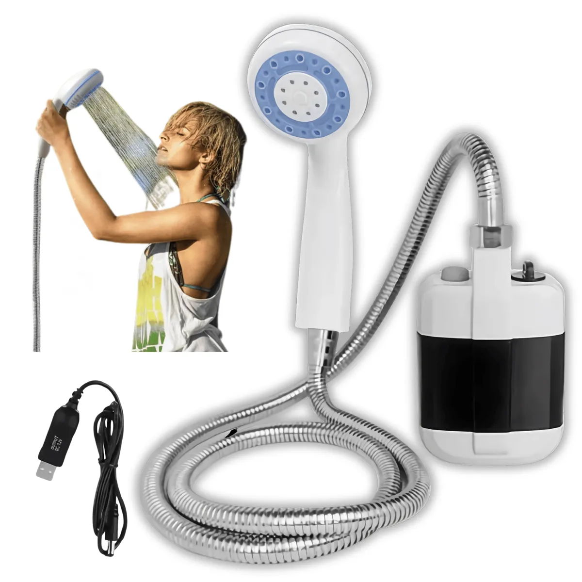 UTILISIMO - Ducha Portátil Recargable USB Camping Exteriores Aire Libre