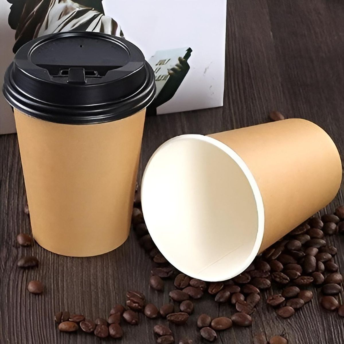 PASTELERIUSCL - X100 Vasos Para Cafe Vaso Polipapel Vaso Kraft Ctapa 8oz