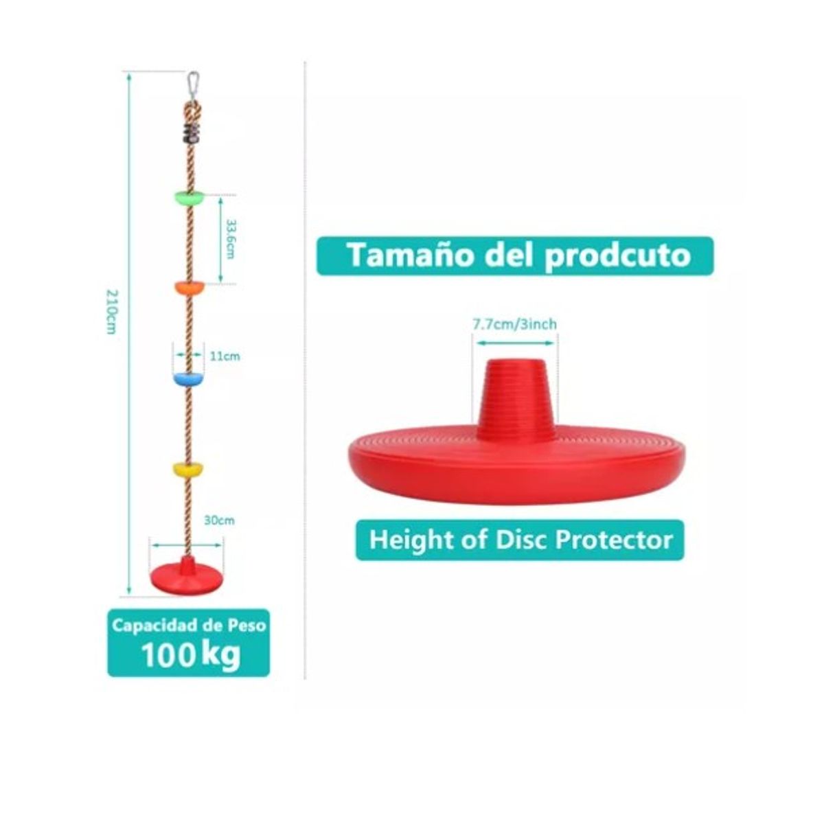 ESHOPANGIE - Columpio Mecedor Cuerda Escalada Multicolor Niños