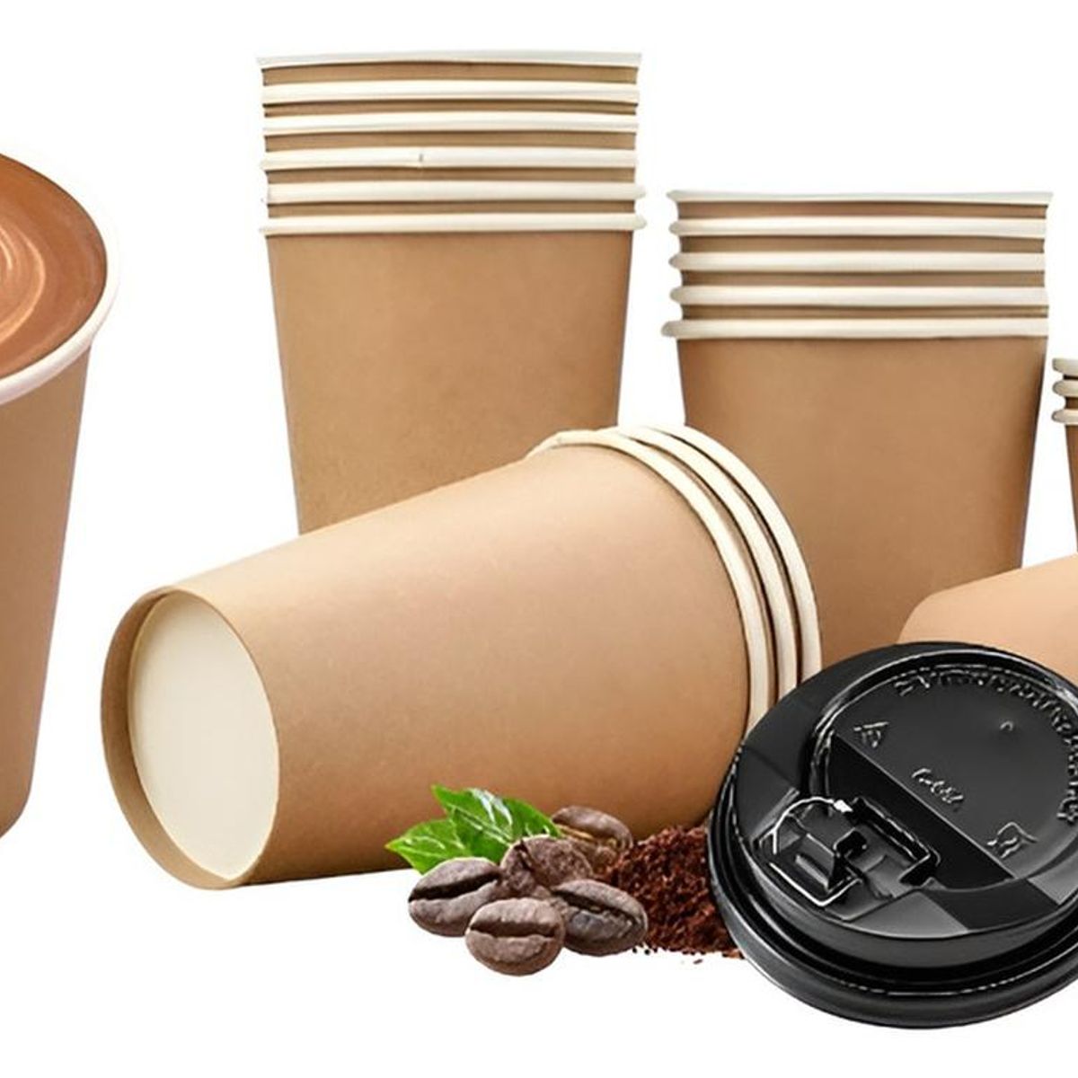 PASTELERIUSCL - X200 Vasos Para Cafe Vaso Liso Polipapel Kraft Ctapa 8oz