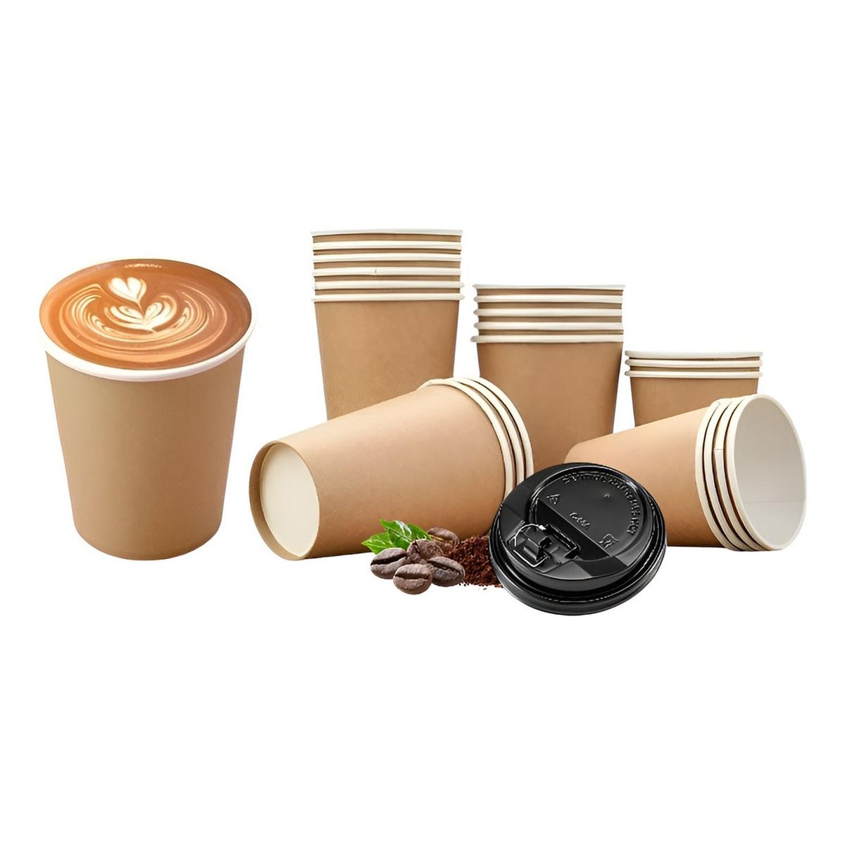 PASTELERIUSCL - X200 Vasos Para Cafe Vaso Liso Polipapel Kraft Ctapa 8oz