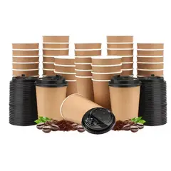 PASTELERIUS - X200 Vasos Para Cafe Vaso Liso Polipapel Kraft Ctapa 8oz