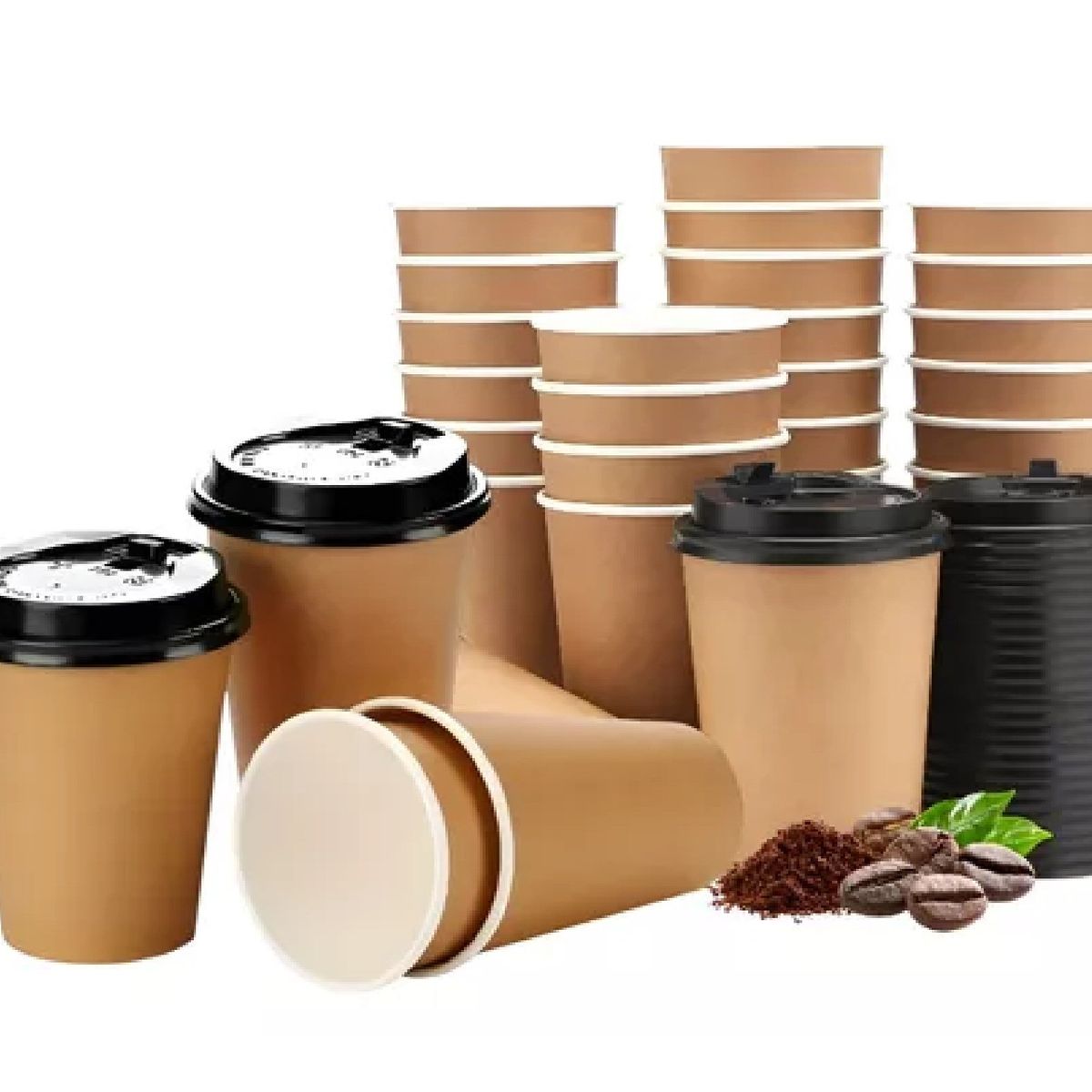 PASTELERIUSCL - X150 Vaso Kraft Vasos Cafe Vaso Polipapel Liso Ctapa 8oz