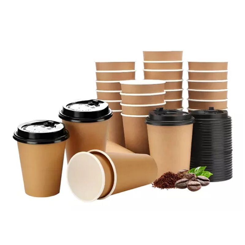 PASTELERIUS - X150 Vaso Kraft Vasos Cafe Vaso Polipapel Liso Ctapa 8oz