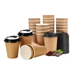 PASTELERIUS - X150 Vaso Kraft Vasos Cafe Vaso Polipapel Liso Ctapa 8oz
