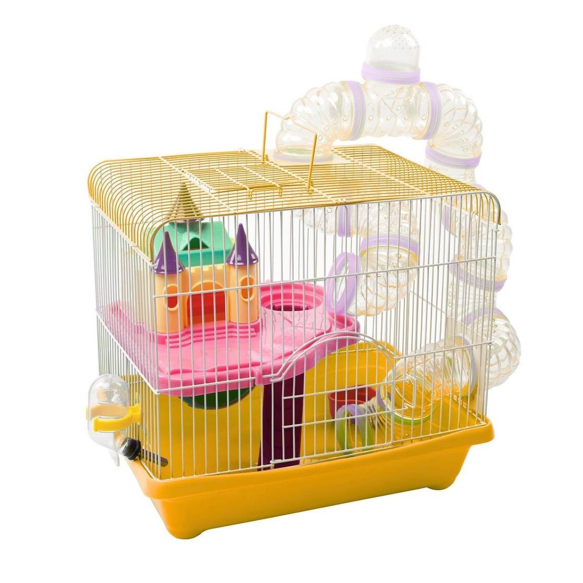GENERICO - Jaula Para Hámster 2 Pisos Con Tubos Yda306 Amarillo