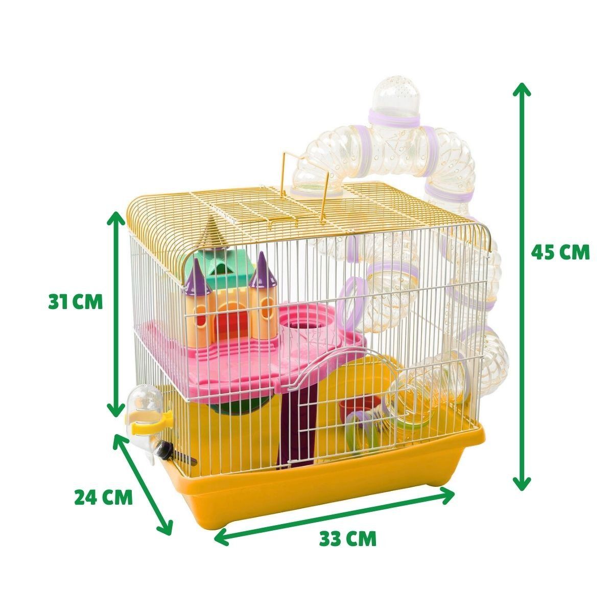 GENERICO - Jaula Para Hámster 2 Pisos Con Tubos Yda306 Amarillo