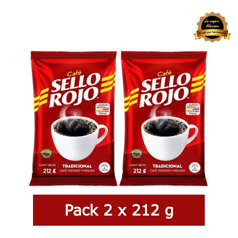GENERICO - Café Colombiano Sello Rojo Tradicional Pack 2x 212g  -  424g