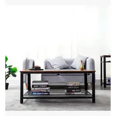 CORI CORI - Mesa de Centro Metal Madera Enrejada 106x60