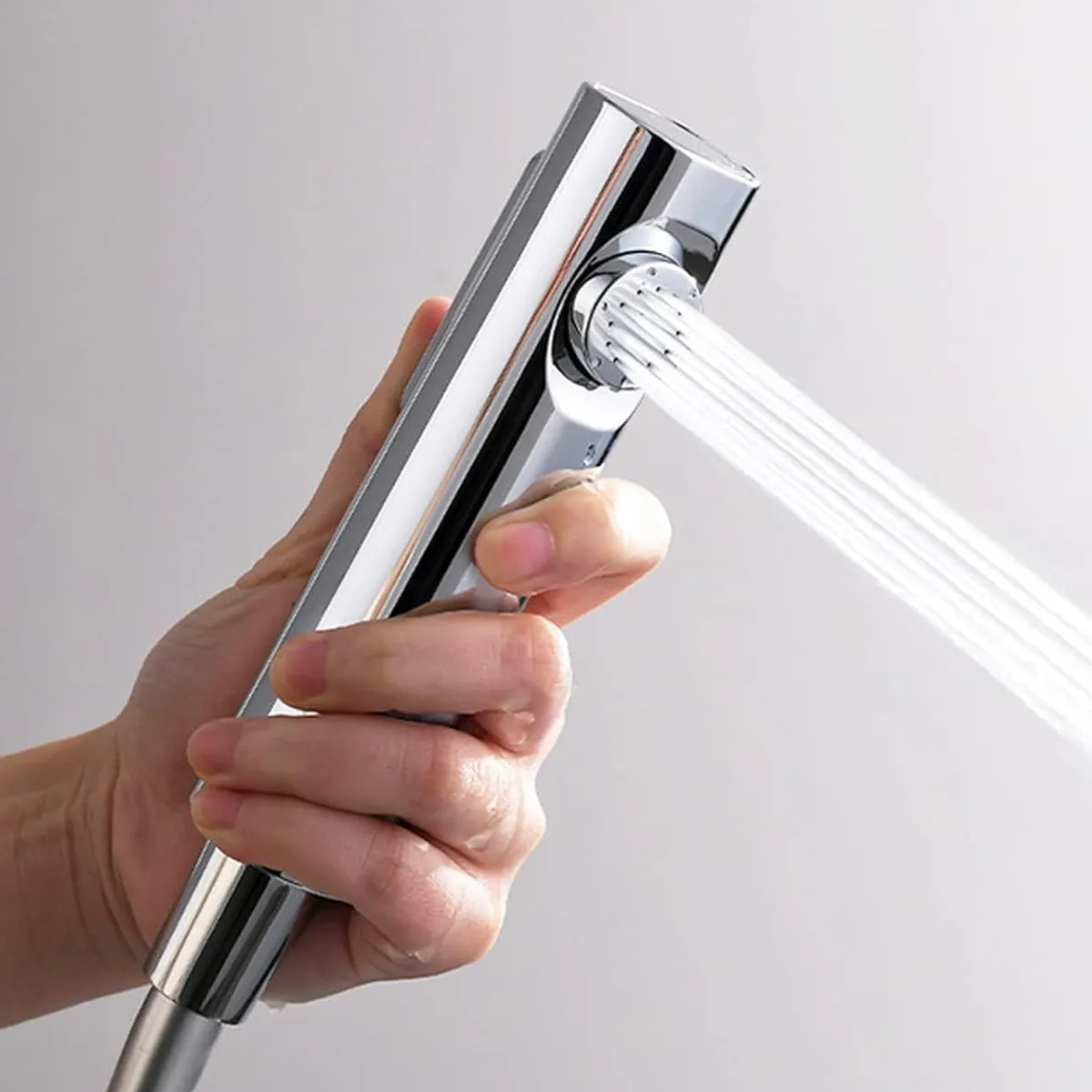 GENERICO - Sistema de Ducha Moderna 4 Funciones Llave Botones Plateado Espejo