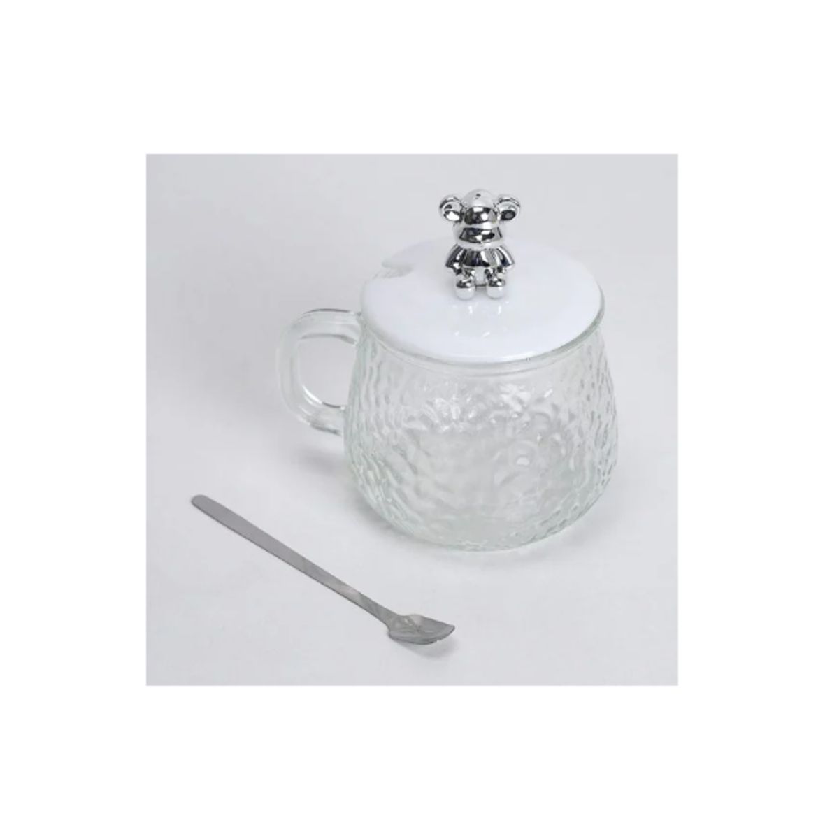 GENERICO - Taza de Vidrio con Tapa y Cuchara