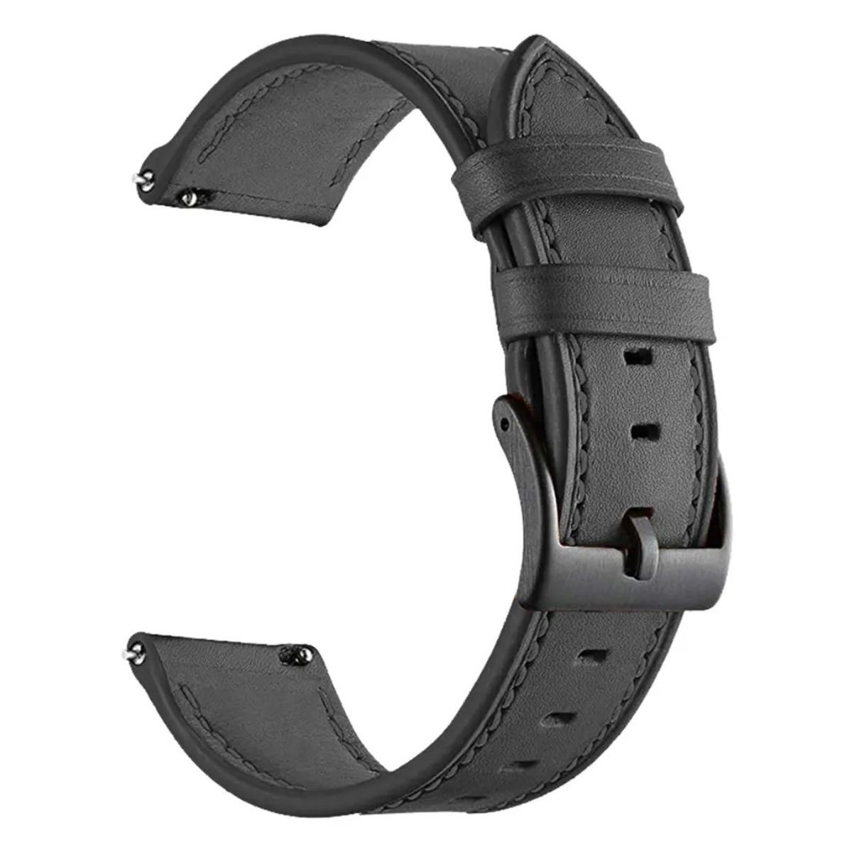 GENERICO - Correa SmartWatch 22 mm Cuero Negro Hilo Negro