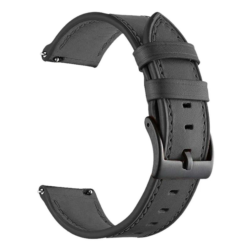 GENERICO - Correa SmartWatch 22 mm Cuero Negro Hilo Negro