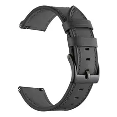 GENERICO - Correa SmartWatch 22 mm Cuero Negro Hilo Negro