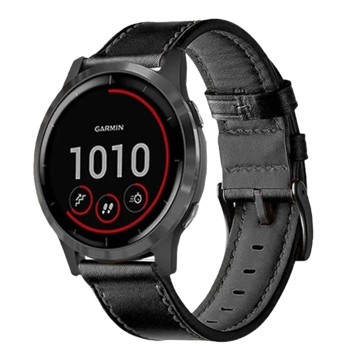 GENERICO - Correa SmartWatch 22 mm Cuero Negro Hilo Negro