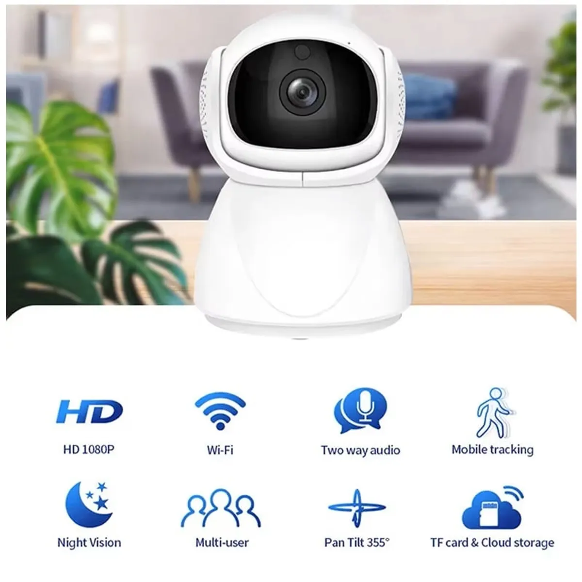 GENERICO - Cámara de Seguridad IP Wi-Fi Dual Band 2.4 GHz y 5 GHz Visión Nocturna