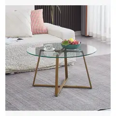 CORI CORI - Mesa de Centro para Living de Vidrio y Metal 80cm