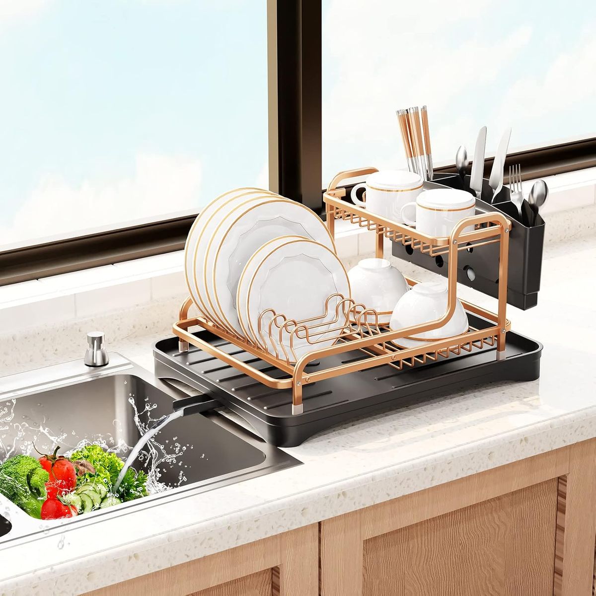 MP - Lujoso Secaplatos De Aluminio Antioxidante 2 Niveles