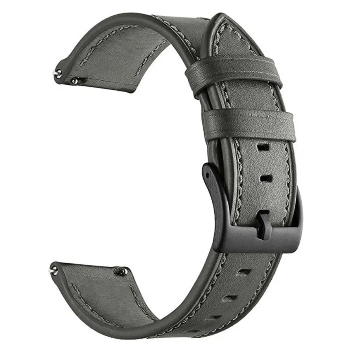 GENERICO - Correa SmartWatch 22 mm Cuero Gris Oscuro Hilo Gris