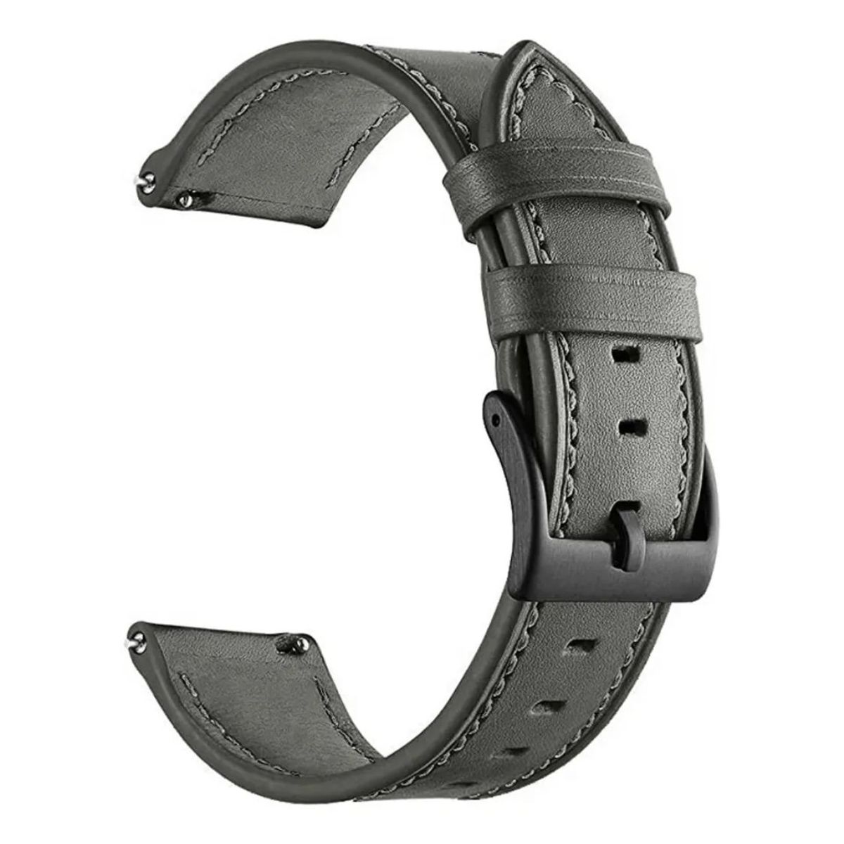 GENERICO - Correa SmartWatch 22 mm Cuero Gris Oscuro Hilo Gris