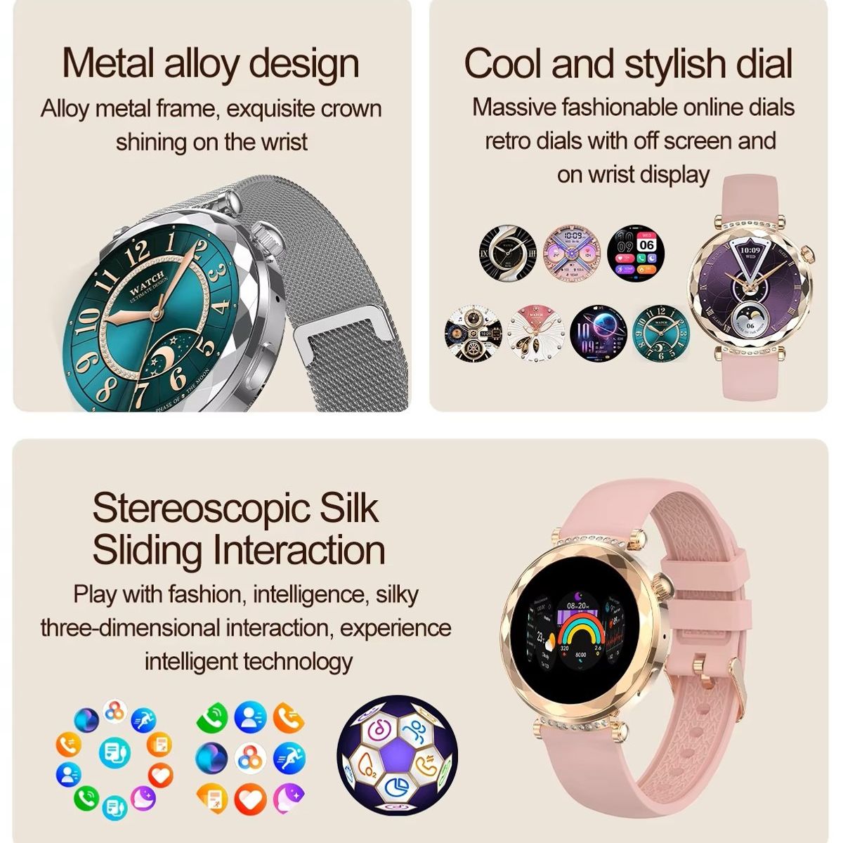 GENERICO - Reloj Inteligente Smartwatch Elegante Monitoreo Salud Modo Deportes