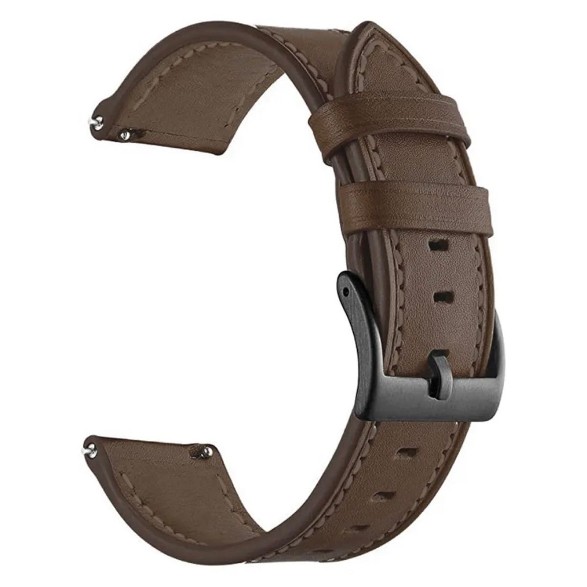 GENERICO - Correa SmartWatch 22 mm Cuero Cafe Oscuro Hilo Cafe