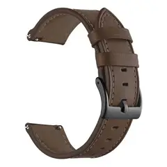 GENERICO - Correa SmartWatch 22 mm Cuero Cafe Oscuro Hilo Cafe