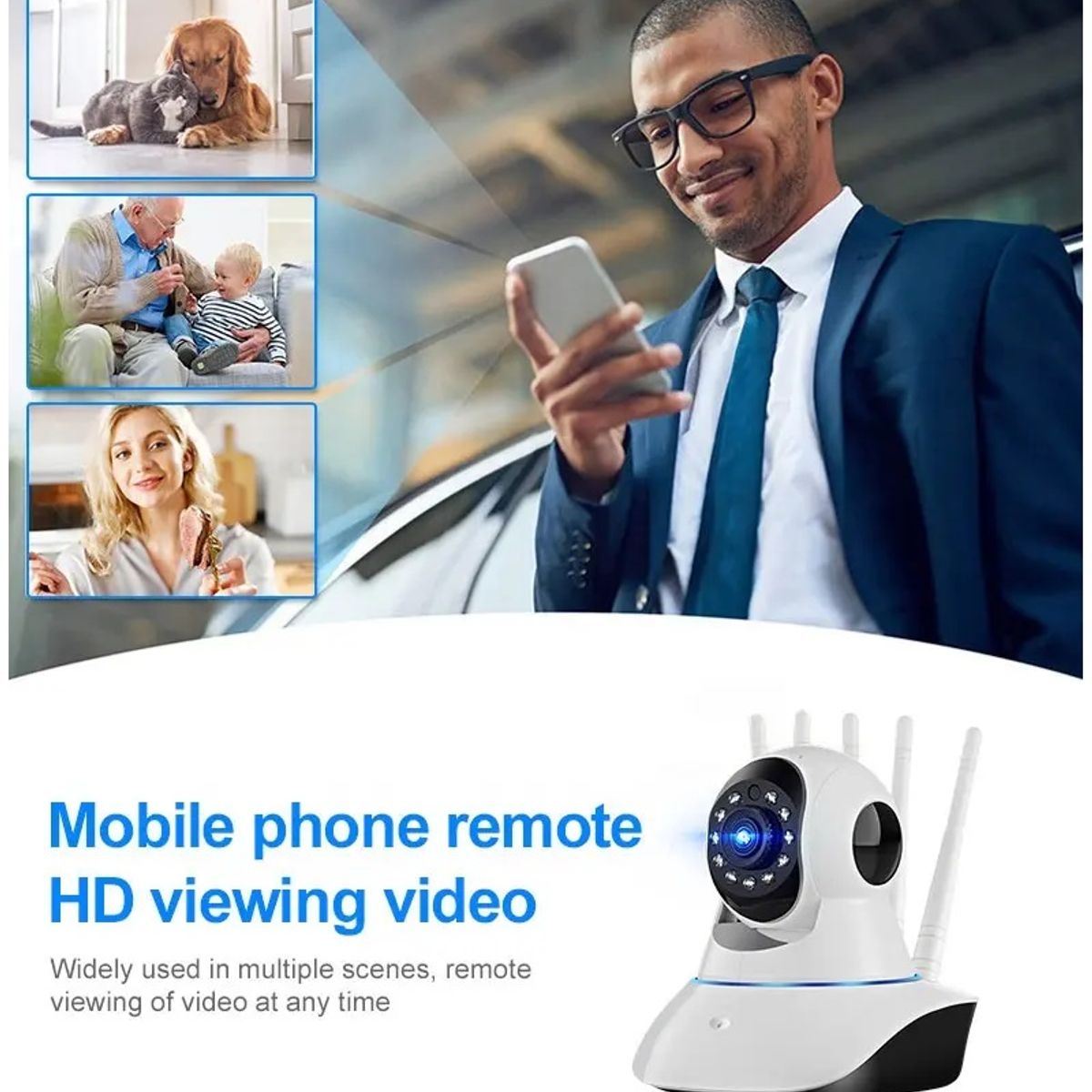 GENERICO - Cámara de Seguridad WiFi Cobertura Panorámica 360° Full HD 1080P