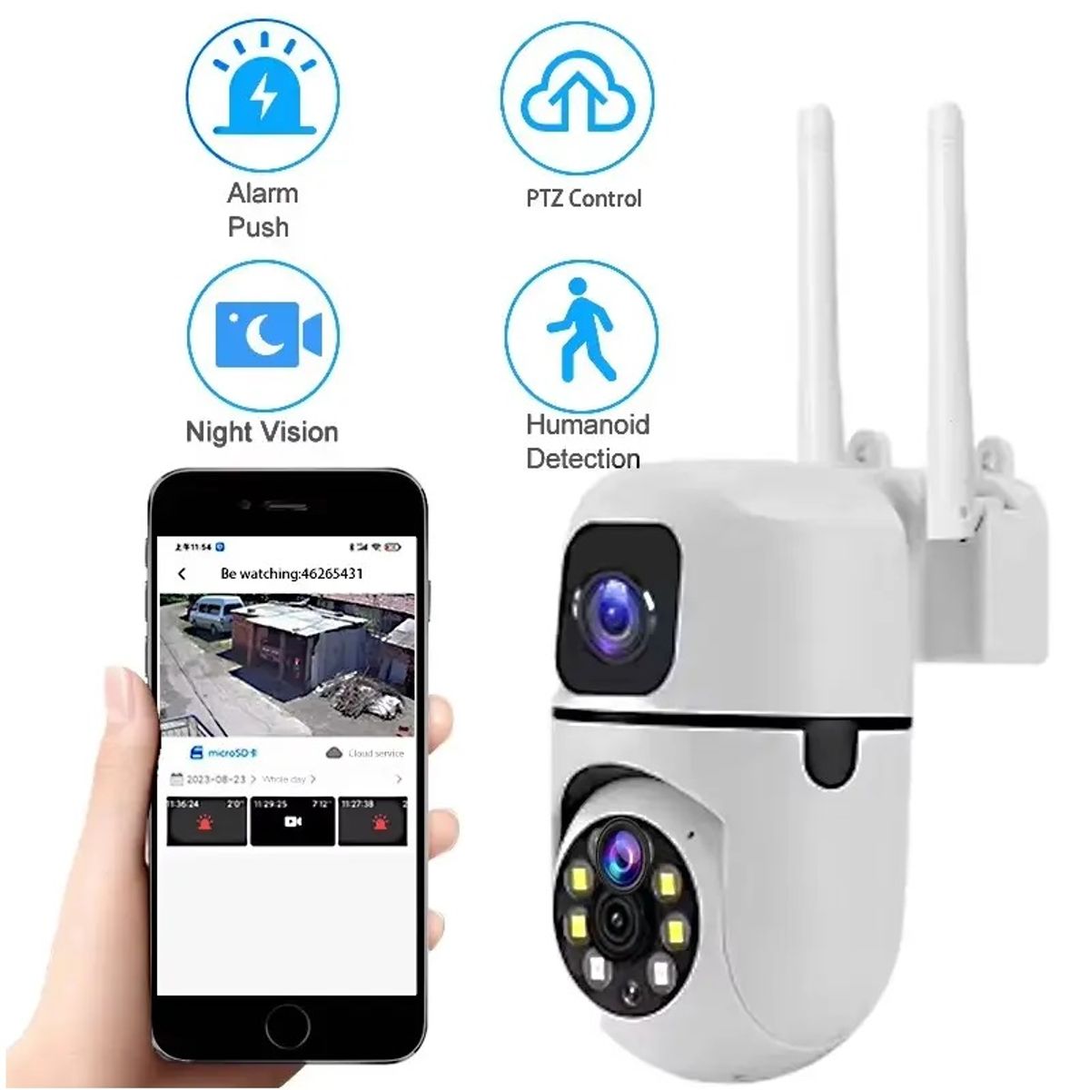 GENERICO - Cámara de Seguridad WiFi con Lente Dual Cobertura Completa FULL HD