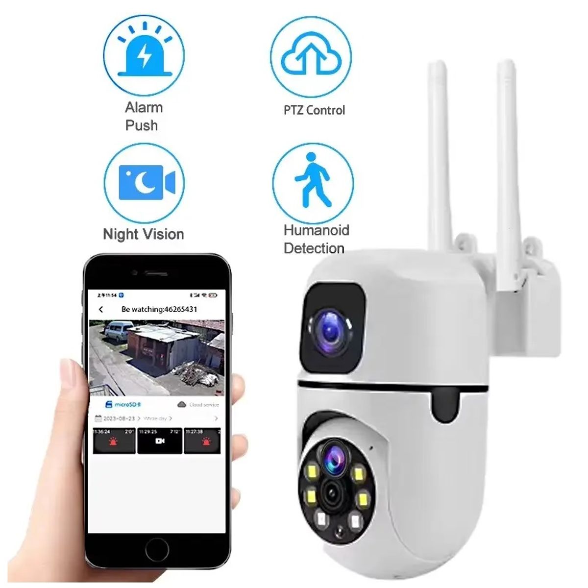 GENERICO - Cámara de Seguridad WiFi con Lente Dual Cobertura Completa FULL HD