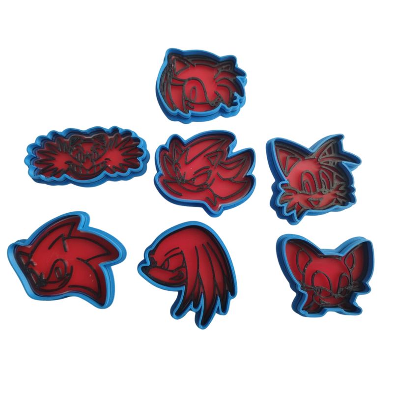 GENERICO - Set 7 Cortadores De Galletas Sonic The Hedgehog 6 Cm