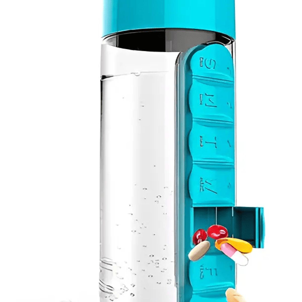 GENERICO - Botella Pastillero Organizador Semanal Vitaminas Agua Color Azul