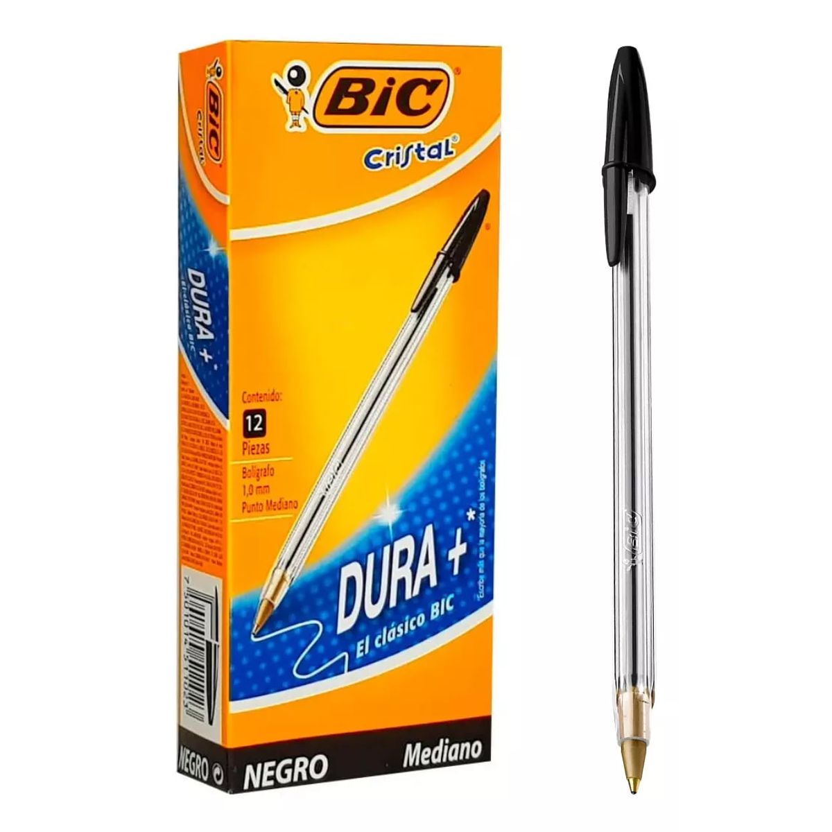 GENERICO - Bolígrafos BIC Cristal 1.0 mm Caja 12 Lápices Pasta Clásico