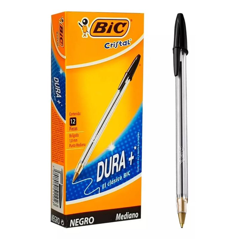 GENERICO - Bolígrafos BIC Cristal 1.0 mm Caja 12 Lápices Pasta Clásico