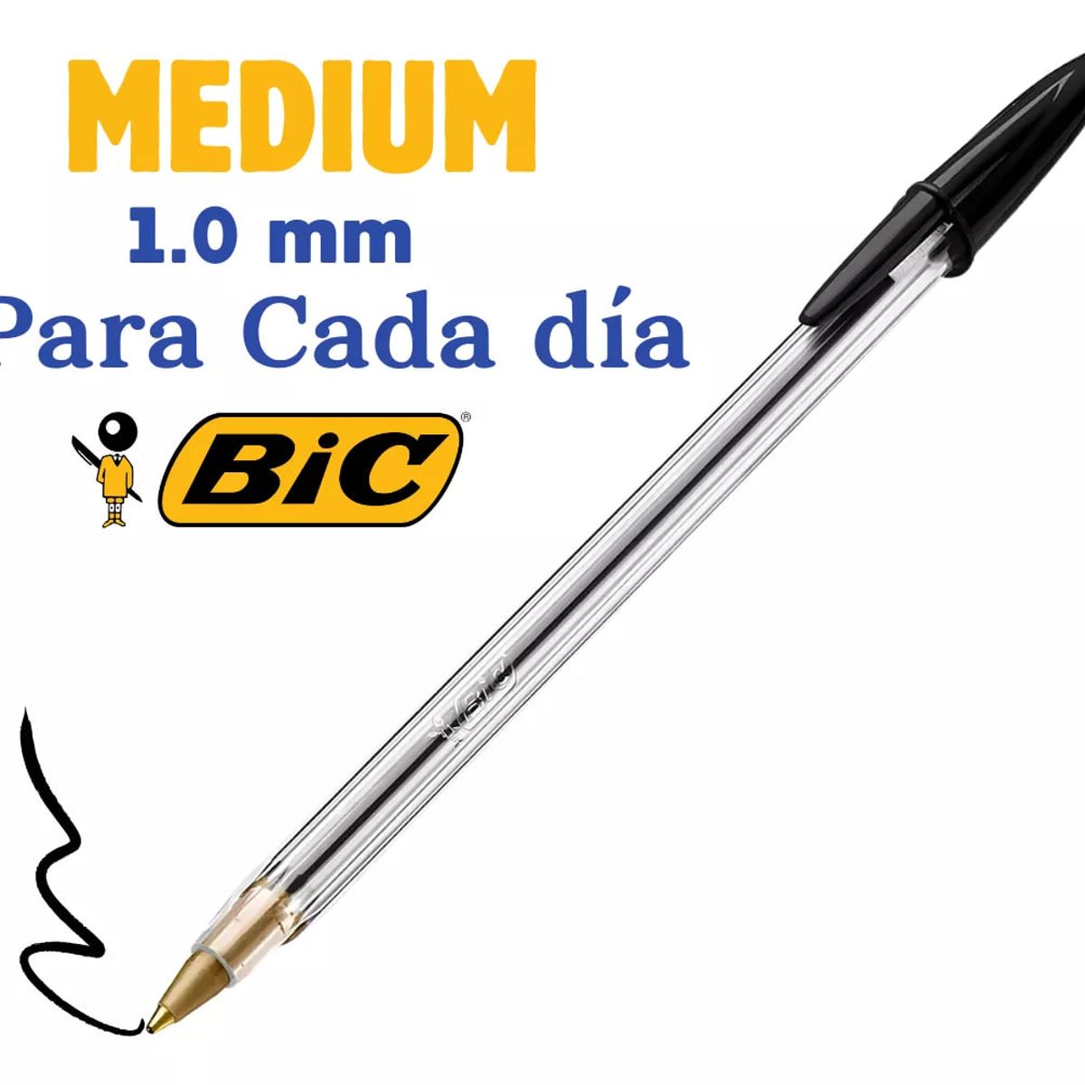 GENERICO - Bolígrafos BIC Cristal 1.0 mm Caja 12 Lápices Pasta Clásico