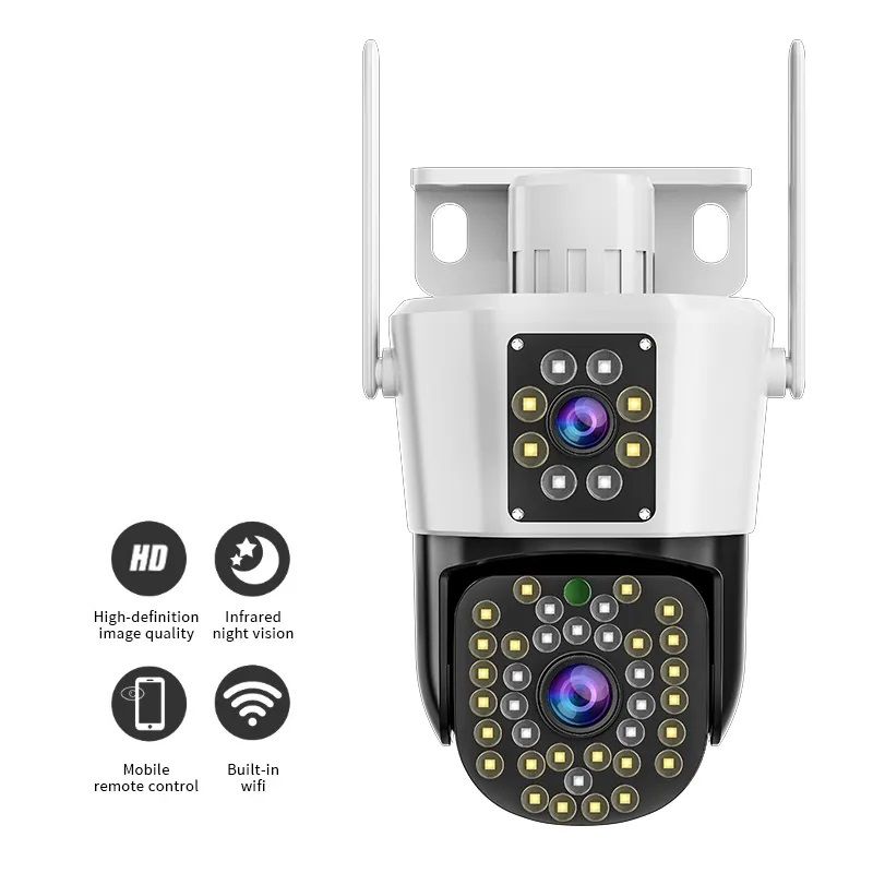 GENERICO - Cámara de Vigilancia IP WiFi con Doble Lente y Visión Nocturna a Color